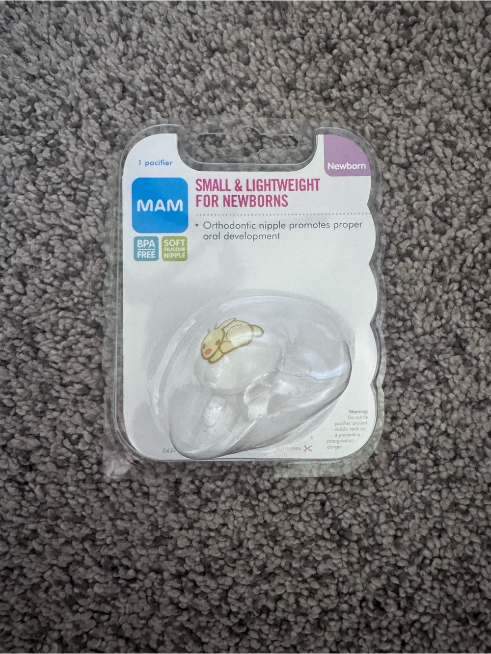 MAM Newborn Pacifier in Clear with Lamb Design